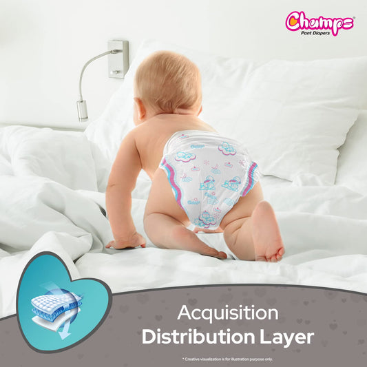 Baby Diaper High Absorbent Pant Diapers  Champs Soft And Dry Baby Diaper Pants Xl  54 Pcs (Extra Large  Xl54 Pieces)