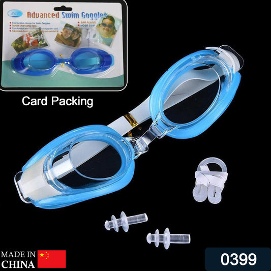 Swimming Goggles  With Ear And Nose Plug Adjustable Clear Vision Anti-fog Waterproof