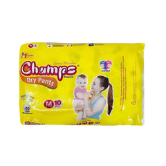 Medium Champs Dry Pants Style Diaper- Medium (10 Pcs) Best For Travel  Absorption Champs Baby Diapers Champs Soft And Dry Baby Diaper Pants (M 10 Pcs )