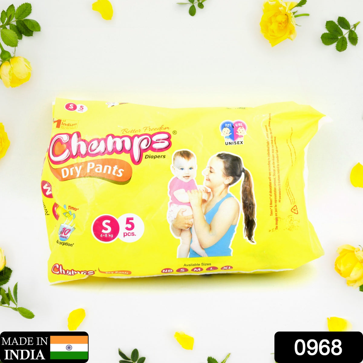 Small  Champs Dry Pants Style Diaper- Small Best For Travel  Absorption Champs Baby Diapers Champs Soft And Dry Baby Diaper Pants (S5 Pcs )
