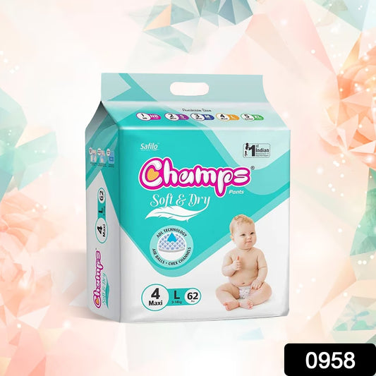 Champs Soft And Dry Baby Diaper Pants  62 Pcs (Large Size)