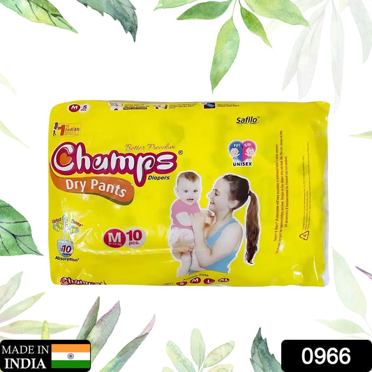 Medium Champs Dry Pants Style Diaper- Medium (10 Pcs) Best For Travel  Absorption Champs Baby Diapers Champs Soft And Dry Baby Diaper Pants (M 10 Pcs )